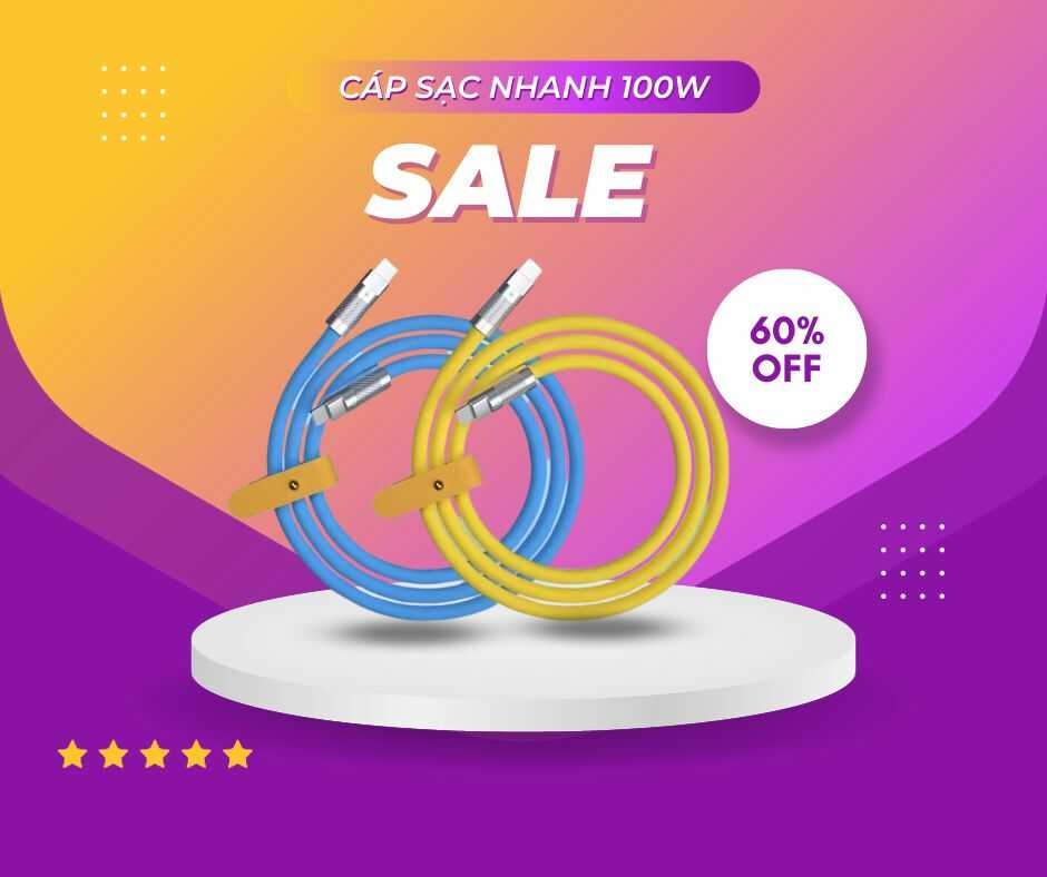 Cáp Sạc 100W Type C: Sức Mạnh Tốc Độ Sạc Siêu Nhanh!