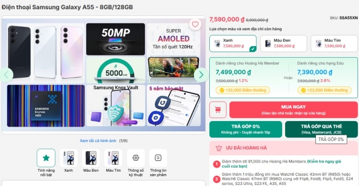Vua Android tầm trung Galaxy A55 hút khách như tôm tươi tháng 4/2025, trang bị chất lừ át iPhone 16
